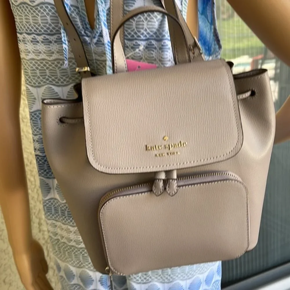 Kate Spade Darcy Flap Backpack Warm Taupe - Picture 12 of 16